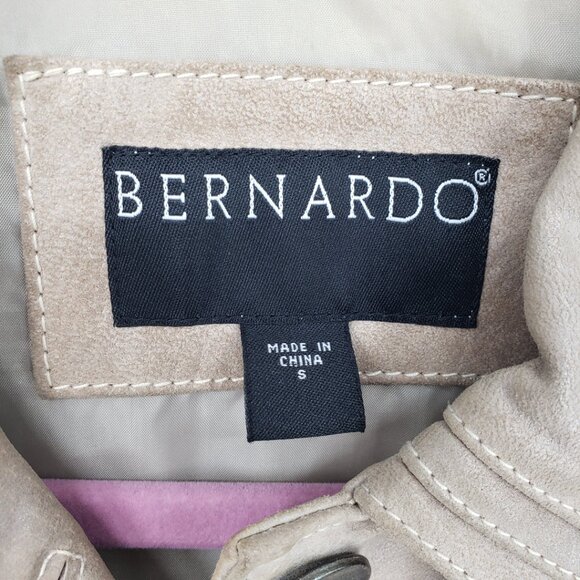 Bernardo Vintage Button Down Metallic Sheen Suede Leather Jacket S Womens  Tan - Picture 3 of 8